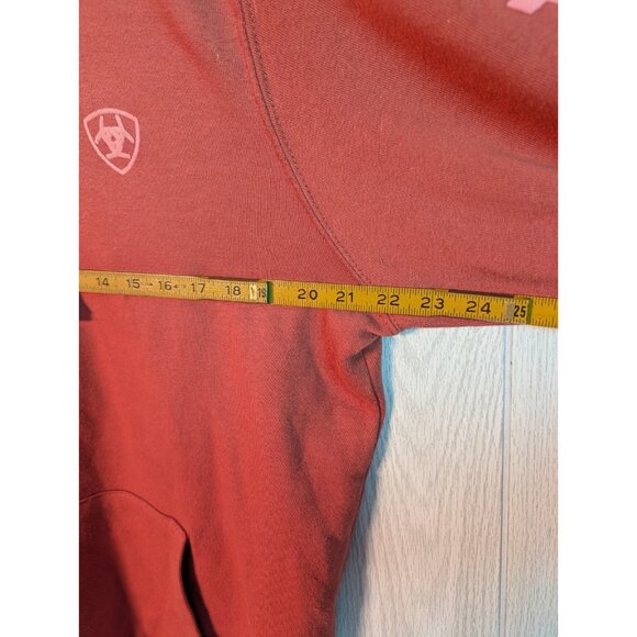 Ariat REAL Hoodie Pullover Sweatshirt Womens Large Orange Sleeve Logo Western - Picture 5 of 7